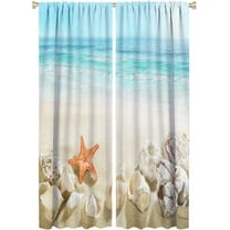 Warm Journey Curtains, Coastal Beach Clear Seawater Printed Decorative Curtains Kids Room Nursery Bedroom Kitchen Living Room Seashell Starfish, 2 Panels, 42x63 Inch .