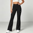 thumbnail image 2 of Women's Soft Comfortable Cargo Pants Elastic Waist Multi Pockets Athletic Activewear Hiking Utility Outdoor Fitness Black XL(XL), 2 of 6