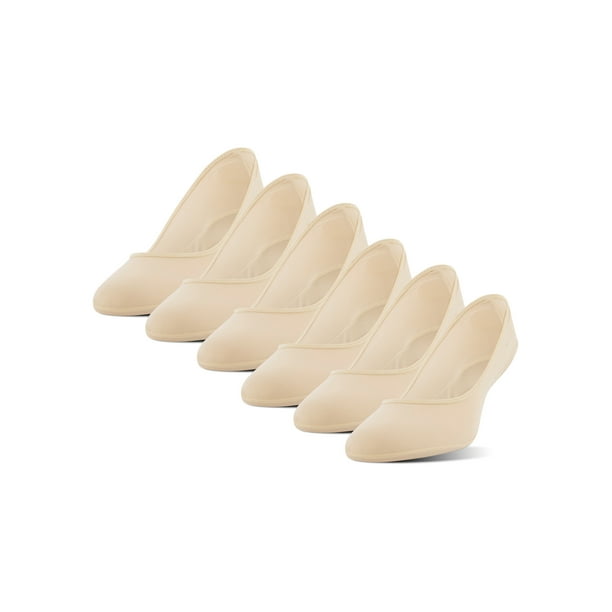 PEDS Women's Ultra Low Cut Contoured Pad Liner with Gel Tab, 6 Pairs