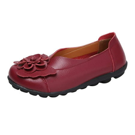 

Comfortable Sandals for Women Women s Soft Leather Flat Casual Shoes Comfortable Flower Slip on Single Shoes Pu