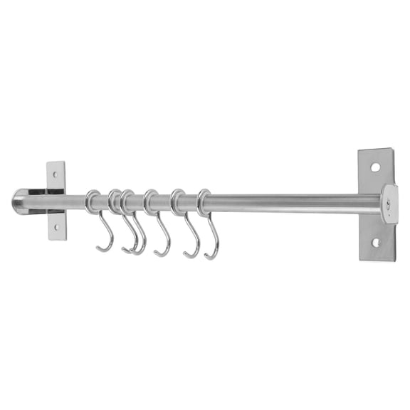 Yajisi 15.7 Inch / 40 cm 304 Stainless Steel Wall Mounted Cooking Utensil Bar with Hooks, Premium Pot Lid Rack and Kitchen Organizer for Spatulas and Ladles