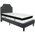 thumbnail image 3 of Flash Furniture Brighton Twin Size Tufted Upholstered Platform Bed in Dark Gray Fabric with Memory Foam Mattress, 3 of 5
