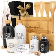 House Warming Gifts New Home – Home Essentials for New Home Gift Set Includes Scented Candle, Bamboo Cutting Board, Soap Set, Towels, Salt and Pepper Shaker – Luxury New House Must Haves
