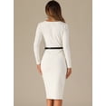thumbnail image 3 of DARING DIVA Ribbed Square Neck Belted Casual Midi Dress M White, 3 of 6