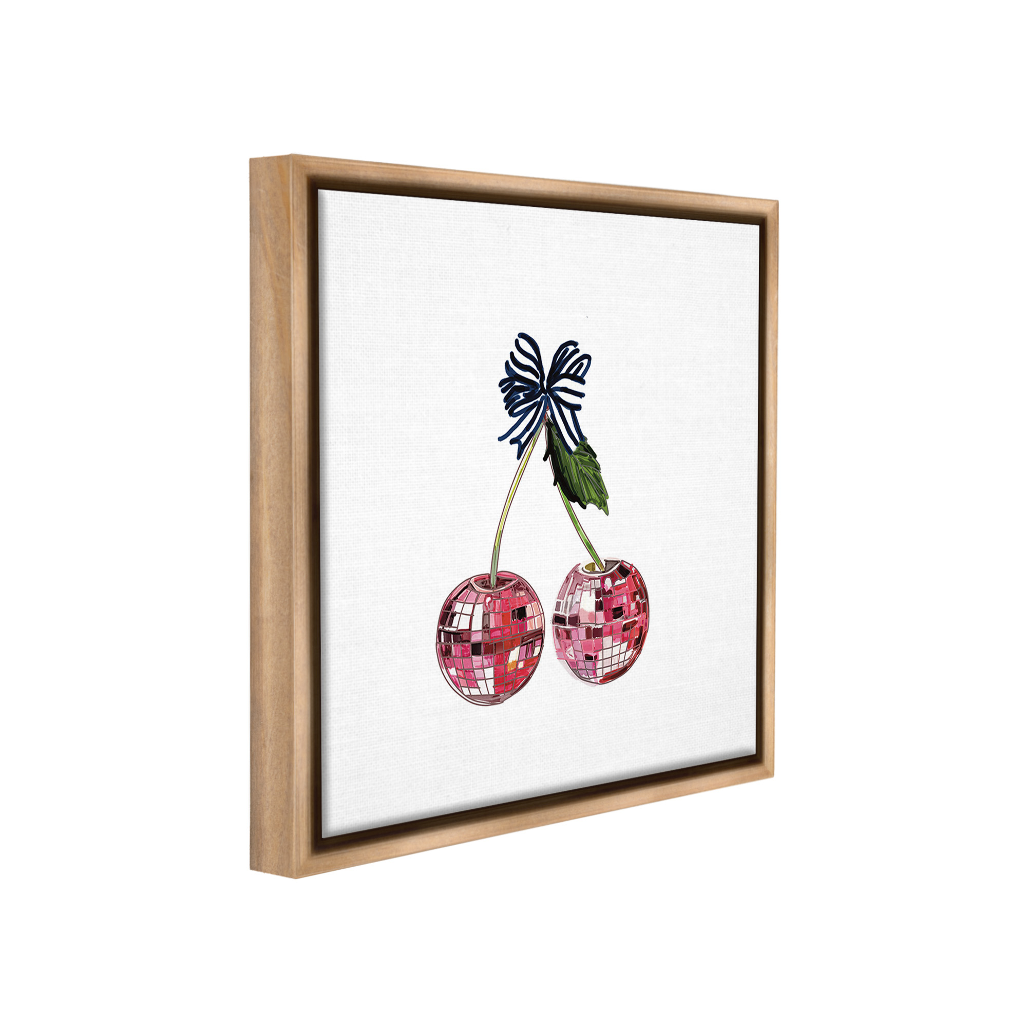 Stupell Industries Disco Ball Cherries Food & Beverage Painting Brown Floater Framed Canvas Art Print Wall Art, 25 x 25