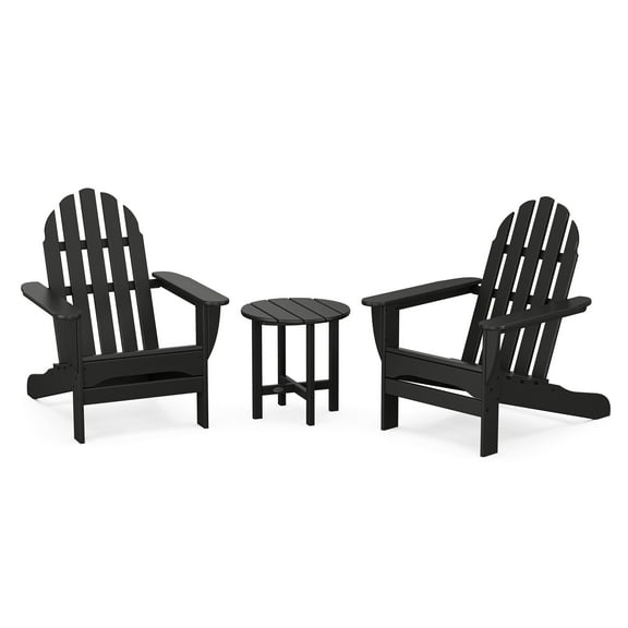 POLYWOOD Classic Adirondack 3-Piece Set in Black