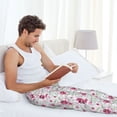 thumbnail image 6 of Picia Lilies Flowers Mens Soft Woven Cotton Elastic Waistband Sleep Pajama Pant Lounge Sleep Pant With Pockets And Drawstring-X-Large, 6 of 9