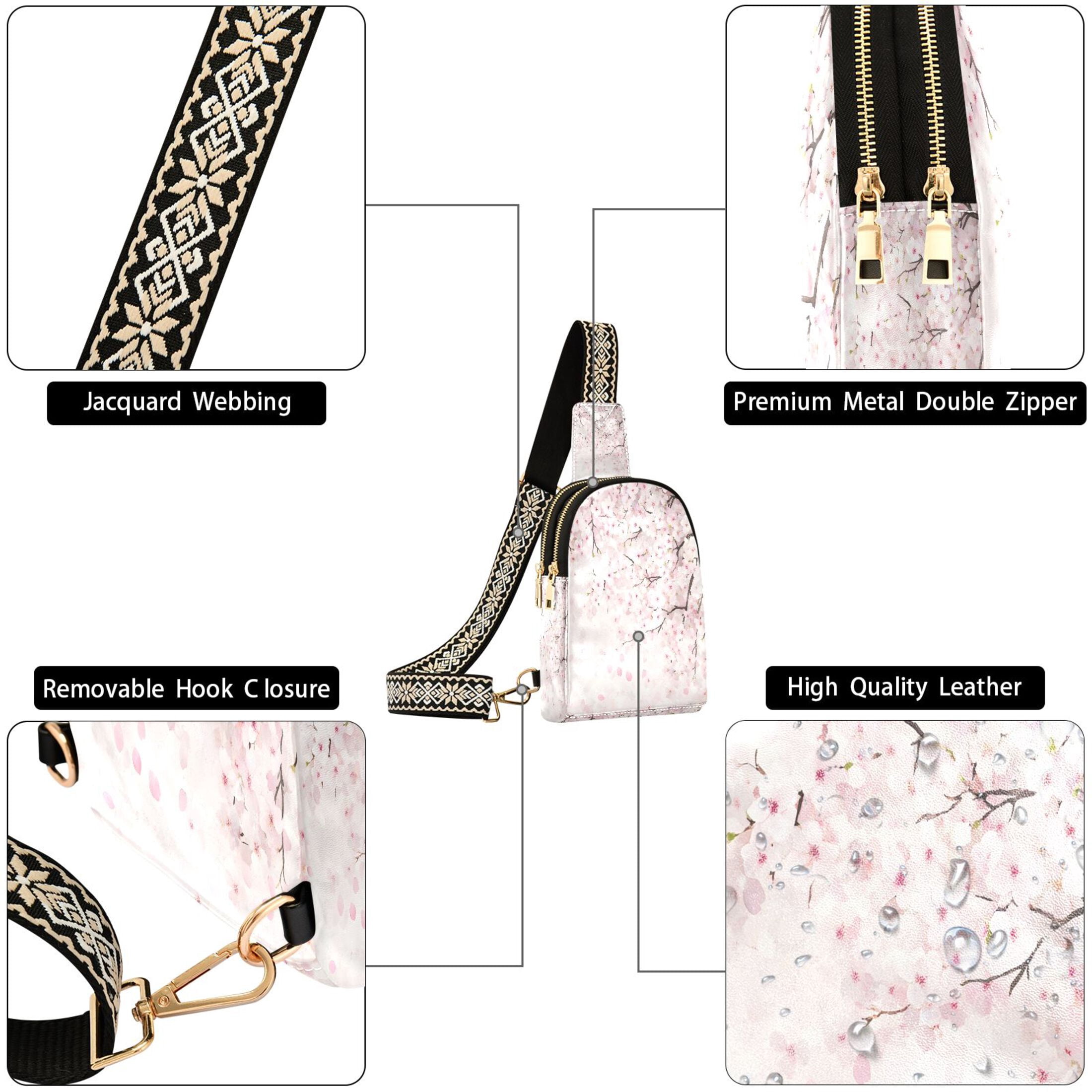 ALAZA Cherry Blossom Sling Bag for Women Men Waterproof Crossbody Chest Bags