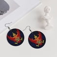 thumbnail image 5 of Round Leathe Dangle Earrings For Women Thailand National Emblem Circle Shape Drop Earrings Jewelry, 5 of 6