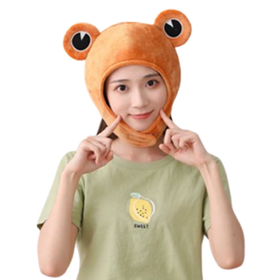 Nexvoroi Frog Hat Plush Cartoon Headgear with Big Ears forHa110weenand Holiday Parties