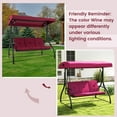 thumbnail image 6 of Gymax Converting Patio Swing Chair Porch Swing Bed w/Adjustable Canopy & Thickened Cushion Wine, 6 of 9