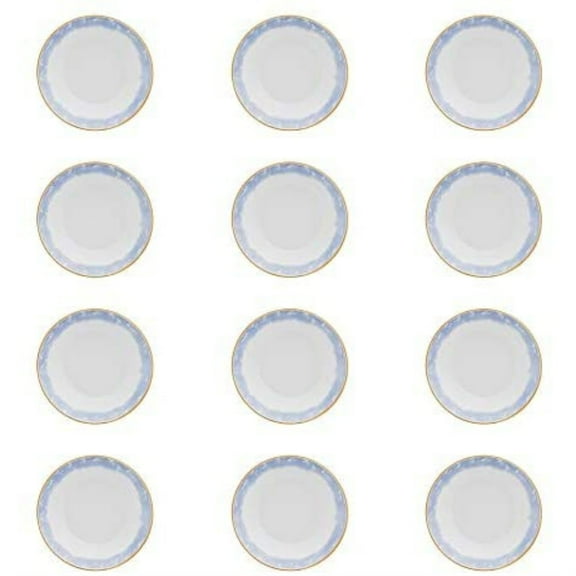 Oxford Coup 12 Large Dinner 8.46" Soup Bowls in Blue and Yellow