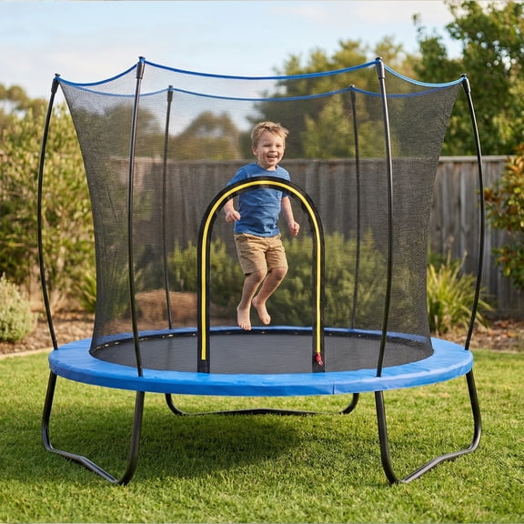 4.5FT Trampoline with Safety Enclosure for Kids, SEGMART Toddler Trampoline with Basketball Hoop, Kids Trampoline with Jumping Mat, Mini Trampoline, Indoor Trampoline, Gifts for Boys Girls, 110LBS