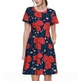 thumbnail image 1 of Disketp Rose Flower para Vestido de Manga Corta para Mujeres, Vestidos de Verano para Mujeres, Casual y Holgado para la Playa, 1 of 6