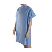 DMI Hospital Patient Gown for Women or Men, Back and Shoulder Snap, 36 Long, Blue
