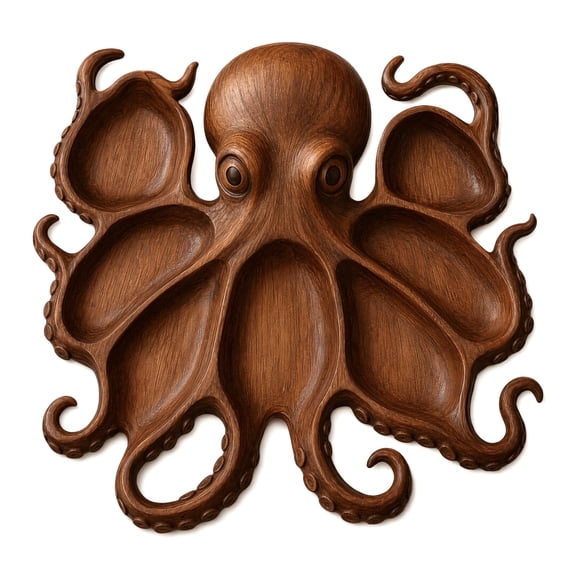 Charcuterie Board – 12" Octopus-Shaped Wooden Serving Tray for Cheese, Meats, Fruit & Nuts, Acacia Wood, Food-Safe Finish