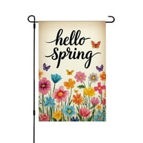 AMHNF Linen Garden Flag with Hello Spring Design for Spring Summer Home Outdoor Garden Yard Door Decor 12x18 inch