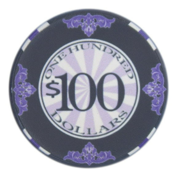Playzaic 10-gram Scroll Premium Poker Chips (50-pack) Casino Ceramic Set ($100 Black)