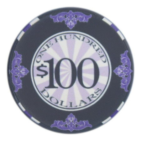 Playzaic 10-gram Scroll Premium Poker Chips (50-pack) Casino Ceramic Set ($100 Black)
