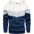 thumbnail image 1 of Sudadera con capucha de forro polar para hombre, estilo informal, con cordón ajustable en color contrastante y bolsillo tipo canguro., 1 of 5