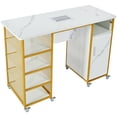thumbnail image 2 of M optimized Manicure Table Nail Makeup Desk with Electric Downdraft Vent, Lockable Wheels, Wrist Rest, Open Shelf Storage Cabinet Nail Table, 2 of 7