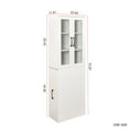thumbnail image 4 of Tcbosik Modern Storage Cabinet with 2 Glass Doors, 70.8" Bookcase with Pull-Out Storage Shelves, Modern Book Shelf, Farmhouse Buffet Sideboard for Dining Room, Living Room, White, 4 of 9