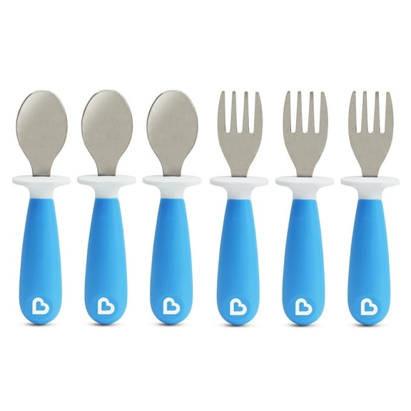 Munchkin® Raise™ Toddler Fork & Spoon Set, Blue, Unisex, 6 Pack