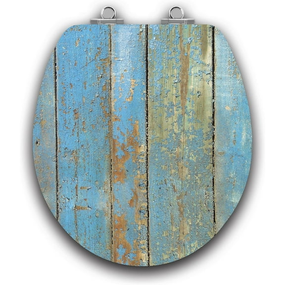 Art of Acryl Round Toilet Seat w/Slow Close Chromed Metal Hinges, Wood, Shabby Chic