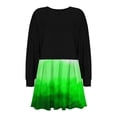 thumbnail image 4 of Robes de Soirée pour Femmes Robe Chandail en Molleton Surdimensionnée Patchwork Imprimé Manches Longues Col Rond Décontracté Plissée Mini Robes S-25 Vert S, 4 of 5