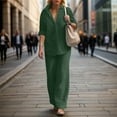 thumbnail image 2 of BYHONG Womens Pants Casual Solid Color Wide Leg Pant Suit Womens Pant Suits Green M, 2 of 6