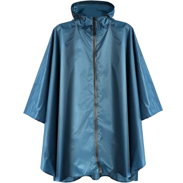 Anyoo Poncho Imperméable Léger Réutilisable Manteau à Capuche pour Randonnée et Activités Extérieures (Bleu Mer) Taille Unique