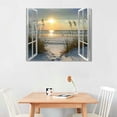 thumbnail image 3 of BCIIG Beach  Wall Art Canvas :  20"x16" Coastal Window Artwork Sunrise Picture Seascape  Ocean Print for Bedroom Decor 20x16in, 3 of 5