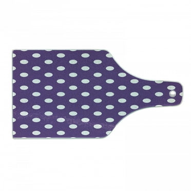 Eggplant Cutting Board, Polish White Orderly Polka Dots and Purple Background with Traditional Pattern, Tempered Glass Cutting and Serving Board, Wine Bottle Shape, Purple White, by Ambesonne
