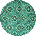 thumbnail image 1 of Ahgly Company Machine Washable Indoor Round Southwestern Turquoise Blue Country Area Rugs, 7' Round, 1 of 4