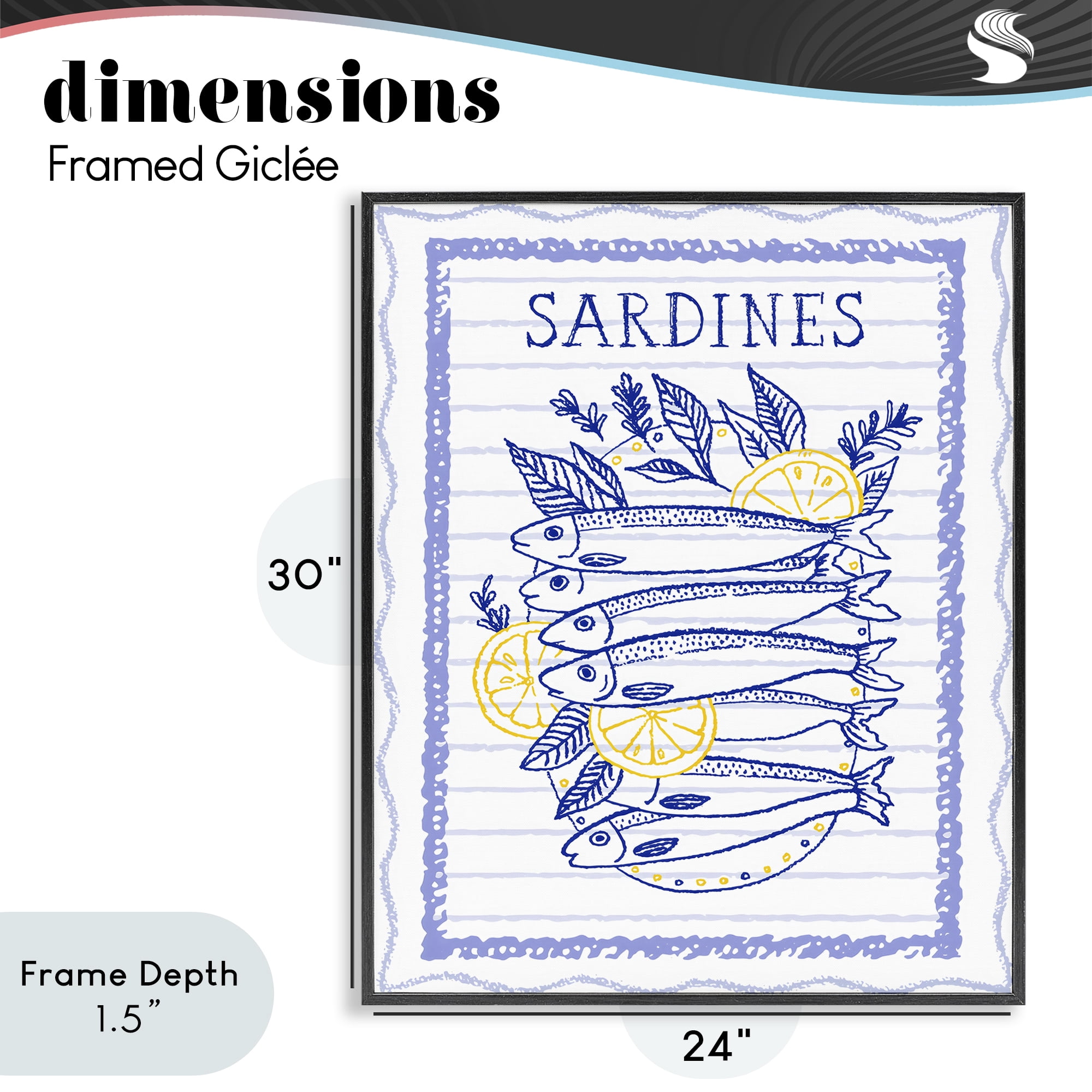 Stupell Industries Sardines Pile with Lemons Black Framed Giclee Art, design by Creative Studio