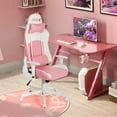 thumbnail image 3 of Gymax Chaise de Jeu Style Course Pivotante Réglable pour Ordinateur Bureau Rose, 3 of 10