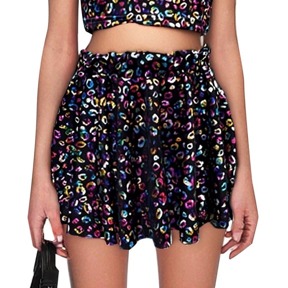 ZHOGXU Toddler Kids Girls Skirt Elastic Waist Leopard Print Comfortable Fashion Mini Skirt For Daily Wear Performance Party,Black,11-13 Years