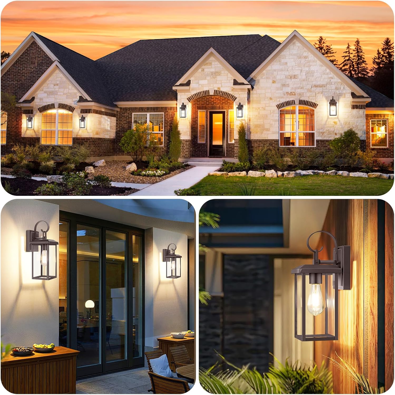 Outdoor Wall Light Fixtures, Exterior Lighting Fixtures Wall Mount, Waterproof Porch Lights Outdoor Wall Sconces Lanterns, Modern Outside Lights for House Front Door Garage