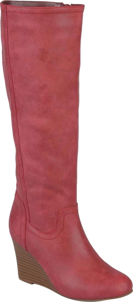 long boots with wedge heels