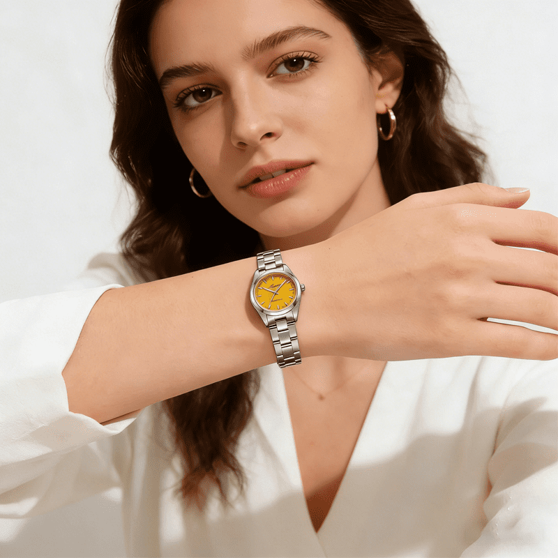 ADDIES Womens Dress Watch 31mm Stainless Steel Sapphire Crystal Japanese Movement BGW9 Lume 50M Waterproof Analog Quartz Watch for Women