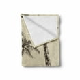 thumbnail image 2 of Tropical Soft Flannel Fleece Blanket, Sketch Style Hammock Sandy Beach with Palm Trees Travel Classic Hand Drawn, Cozy Plush for Indoor and Outdoor Use, 50" x 70", Cream Dark Brown, by Ambesonne, 2 of 6