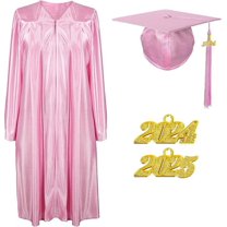 Misscom Unisex Shiny Graduation Cap Gown 2025 Year Charm Tassel Set for Middle High School and Bachelor