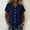 *Dark Blue, variant on Women's Peter Pan Collar Button Down Shirt, Short Sleeve Casual Blouse Army Green,Women's Plus XXL