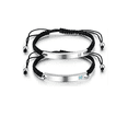 thumbnail image 1 of 2 Pulseras Trenzadas Acero Inoxidable Ajustables Parejas Color Plateado Largo 17 cm Xtellar negro, 1 of 4