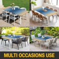 thumbnail image 5 of Navy Blue Yellow Ombre Table Cloths for 6 Foot Rectangle Tables, Farmhouse Modern Gradient Art Patio Waterproof Elastic Fitted Tablecloths, Washable Rectangular Table Cover for Camping, 5 of 8