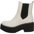 thumbnail image 2 of Soda Women Chunky Thick Lug Sole Heels Ankle Chelsea Boots Hidden Platform Elastic Sides Booties YOSSI-S White / Black 6, 2 of 3