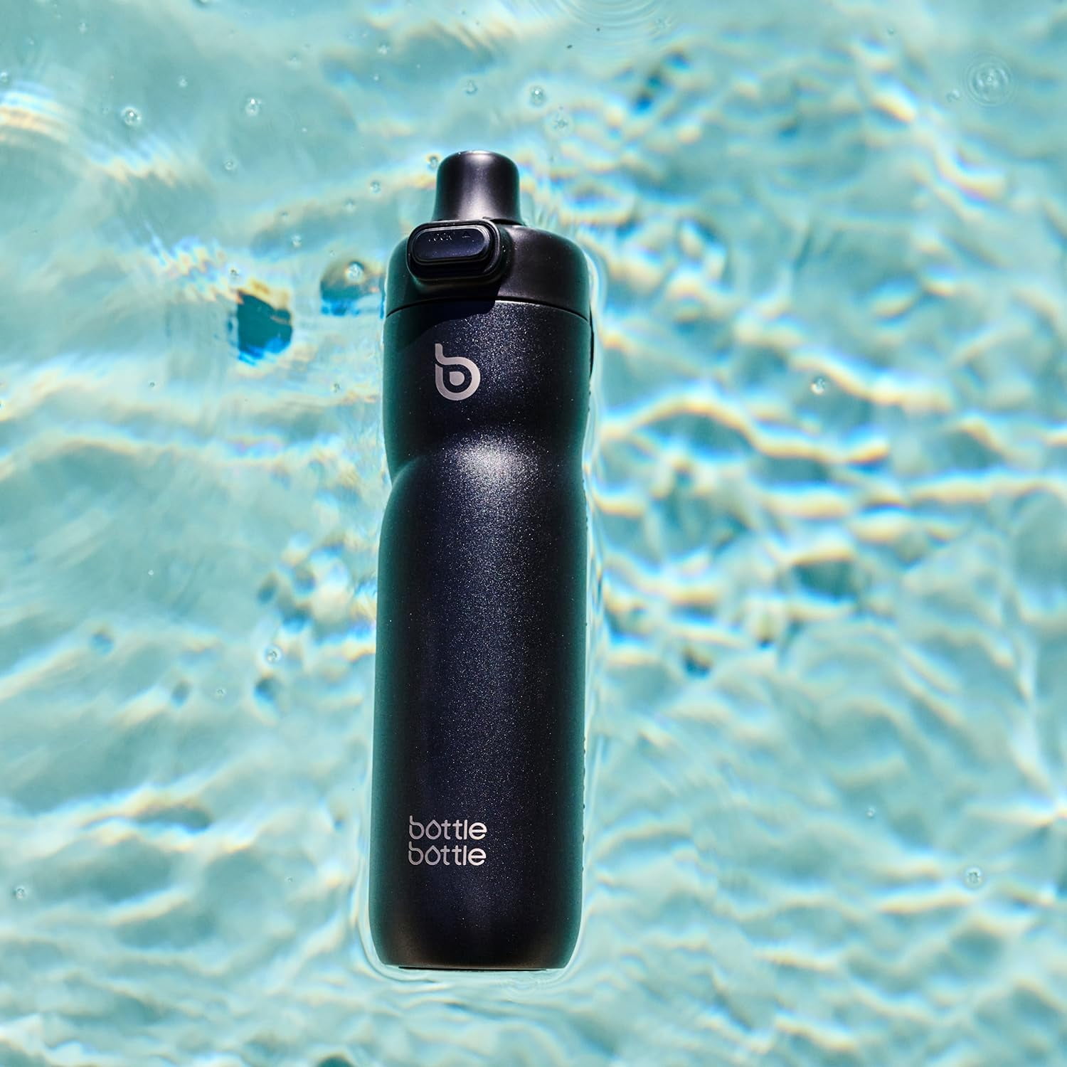 BOTTLE BOTTLE Insulated Water Bottle 24 oz with Handle and Flip Tops Lids Stainless Steel Water Bottle Push Button Leak Proof Portable for Running Travel  Hiking Black