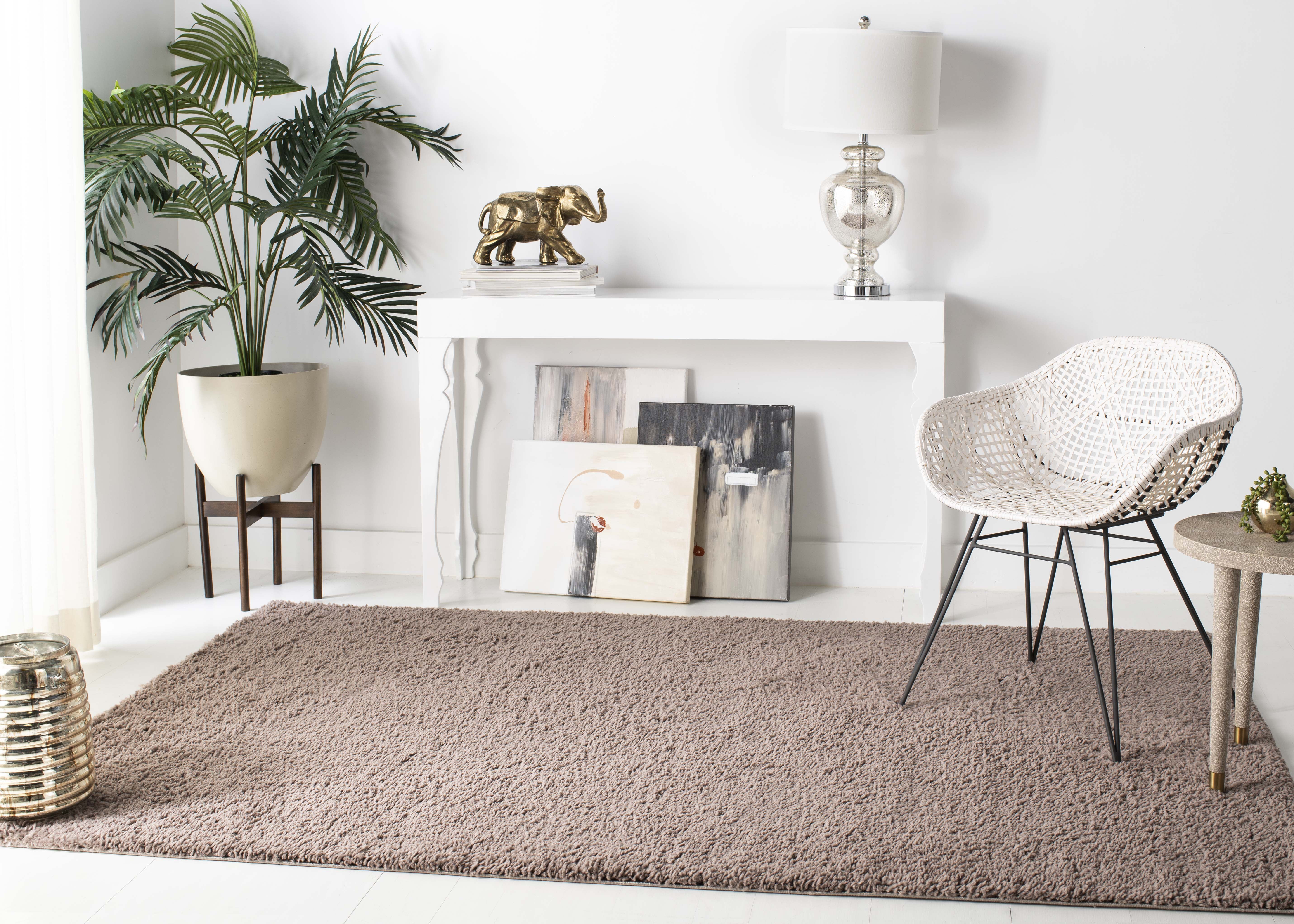 Safavieh August Carlene Solid Plush Shag Area Rug, Taupe, 6' x 8'