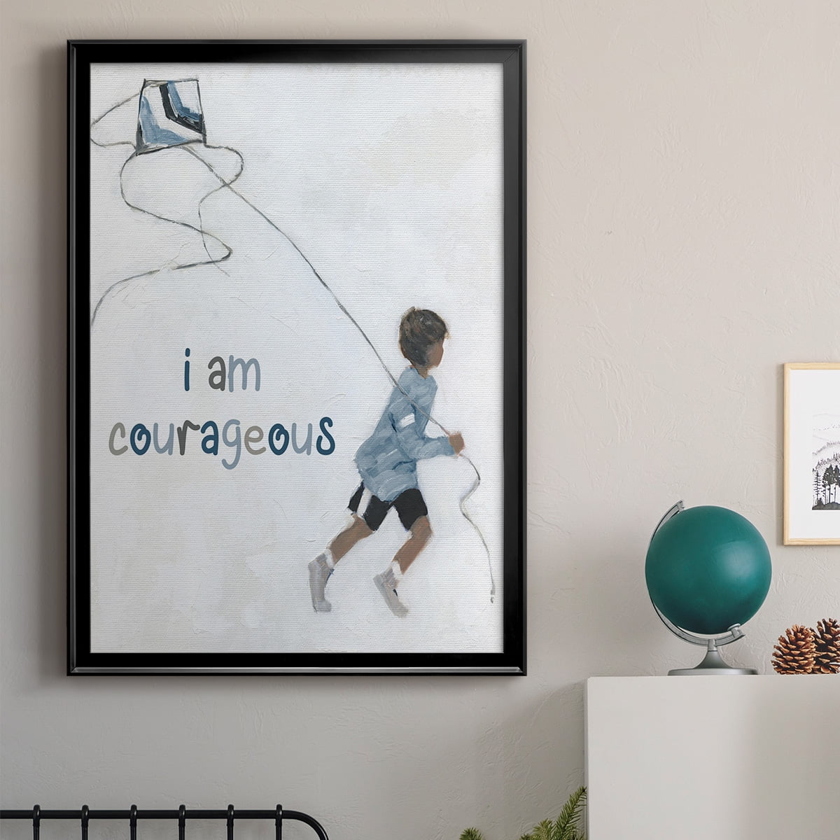 Boy Flying Kite Premium Framed Print - Ready to Hang