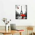 thumbnail image 2 of COMIO  Canvas Wall Art Paris Eiffel Tower Canvas Prints Wall Artwork Black and White Red Umbrellas Poster Print Painting Paris Decor for Living Room Girls Bedroom Kitchen Bathroom, 2 of 4
